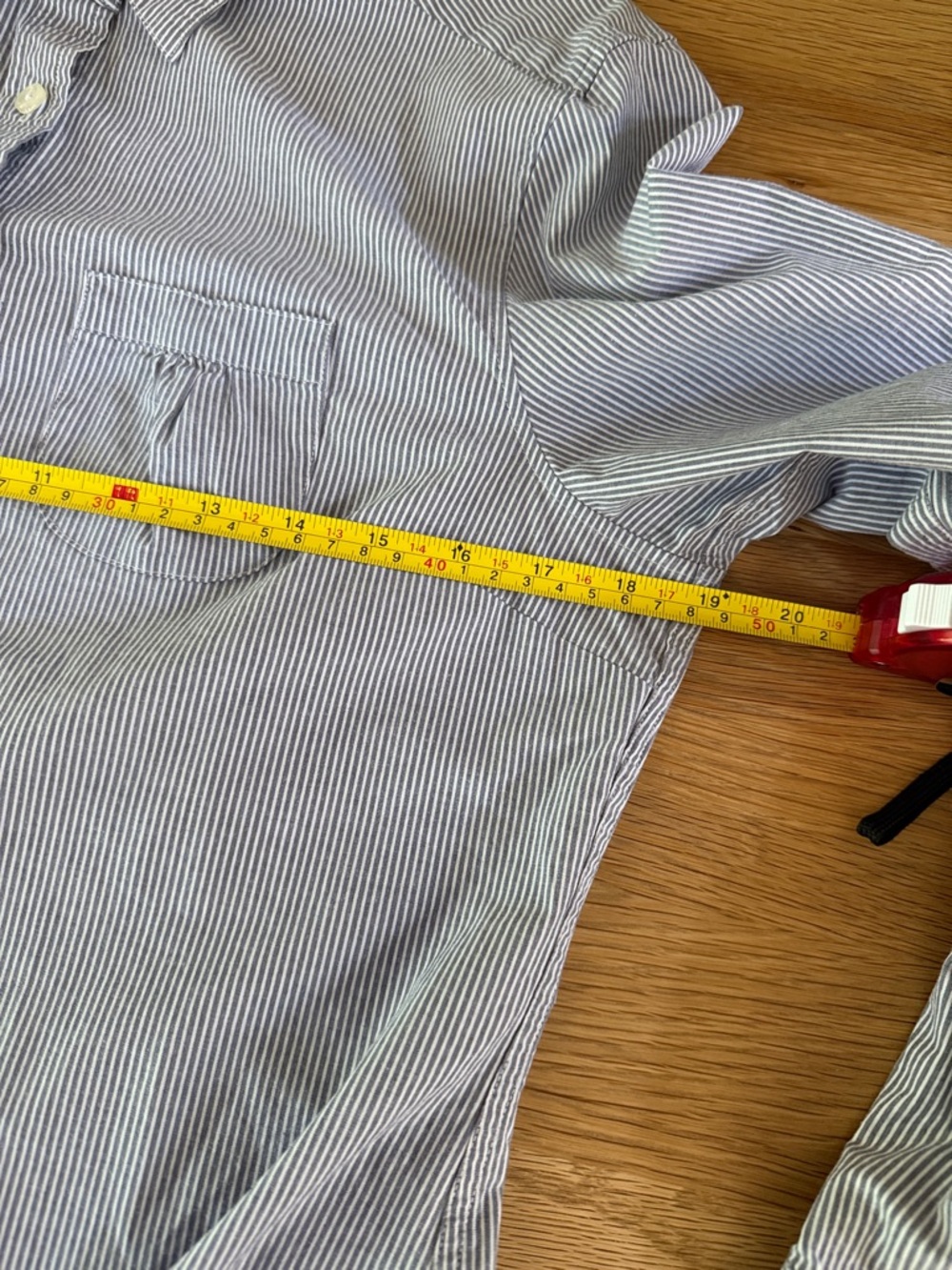 Boden Blue & White Micro-Stripe Button-Down Shirt Feminine Cut, Cotton Stretch - Picture 9 of 10